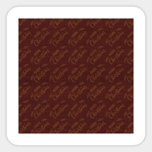 Dark Burgundy Red Merry Christmas Message on Burgundy Burlap Cloth Sticker